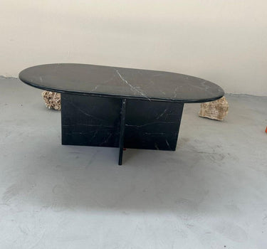 Toros Black Oval T Leg Coffee Table