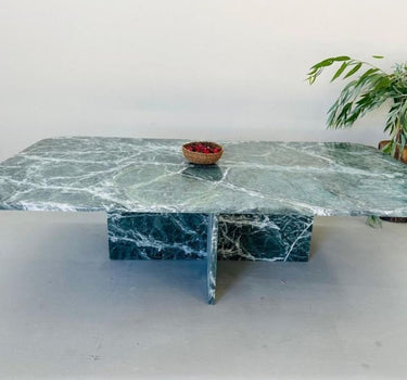 Green Marble Cross Leg Coffee Table