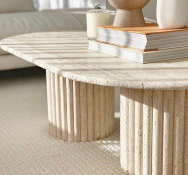 Travertine Fluted Leg Coffee Table